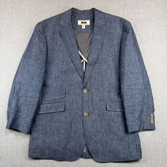 Joseph Abboud Linen Sport Coat Blazer Jacket Men Medium Blue Lightweight Coastal - Picture 2 of 14